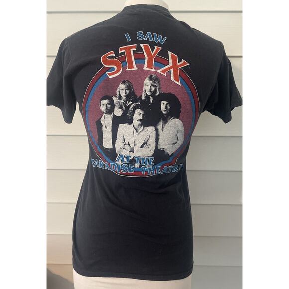 Vtg 80s STYX 81 World Tour At The Paradise Theatre T-Shirt 1981 Concert Tee M - Picture 2 of 7